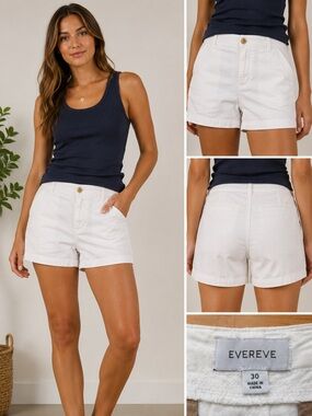 Evereve White Tailored Linen-Blend Shorts